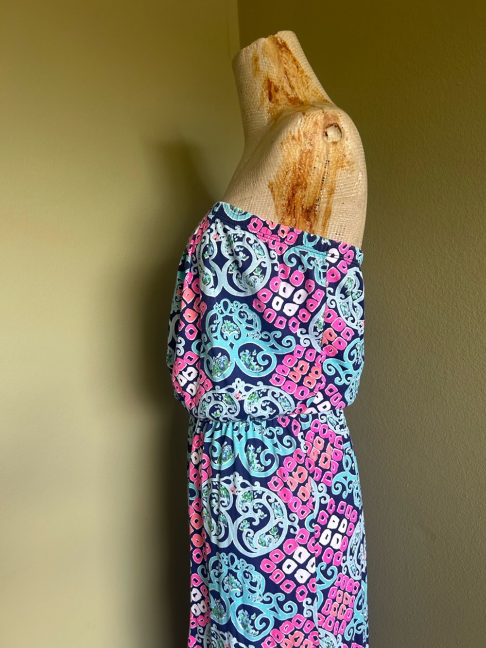 Lilly Pulitzer Strapless Maxi Dress in Blue & Pink Pattern - Picture 5 of 11